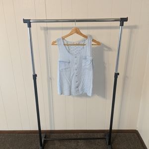 Light Blue Detail Tank Top with Buttons